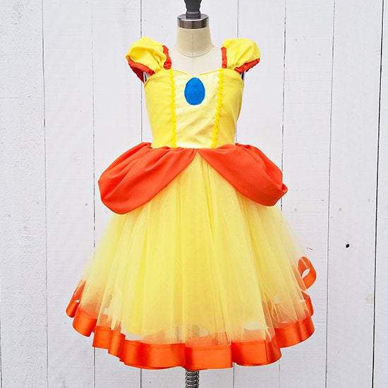 Princess Daisy Costume Dress for Women, Princess Peach Dress Up