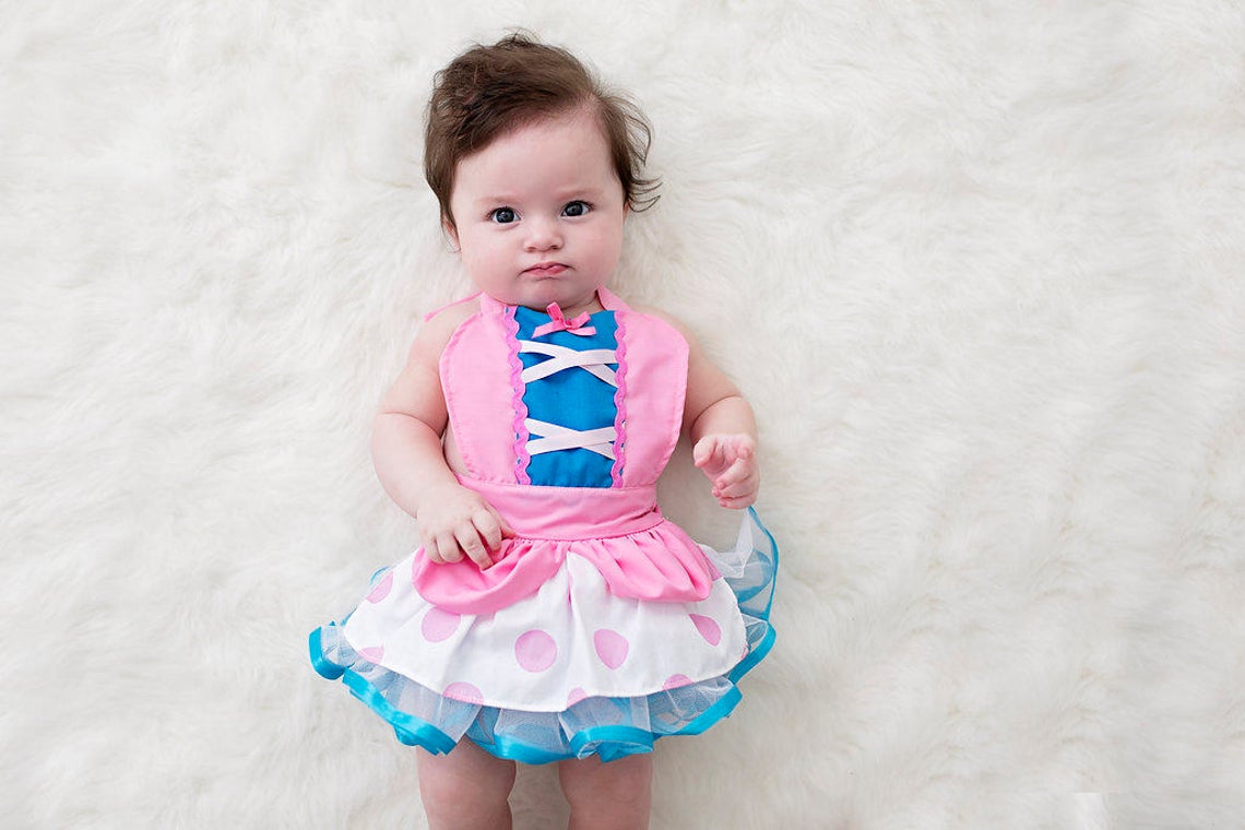 Baby Bo Peep Costume Apron with Optional Bonnet - Main Image