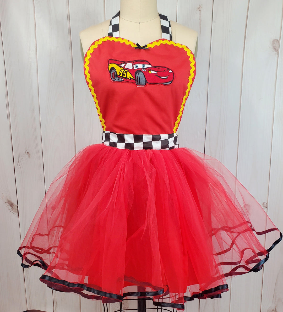 Cars Lightning McQueen Costume Apron with Tutu for Women LoverDovers