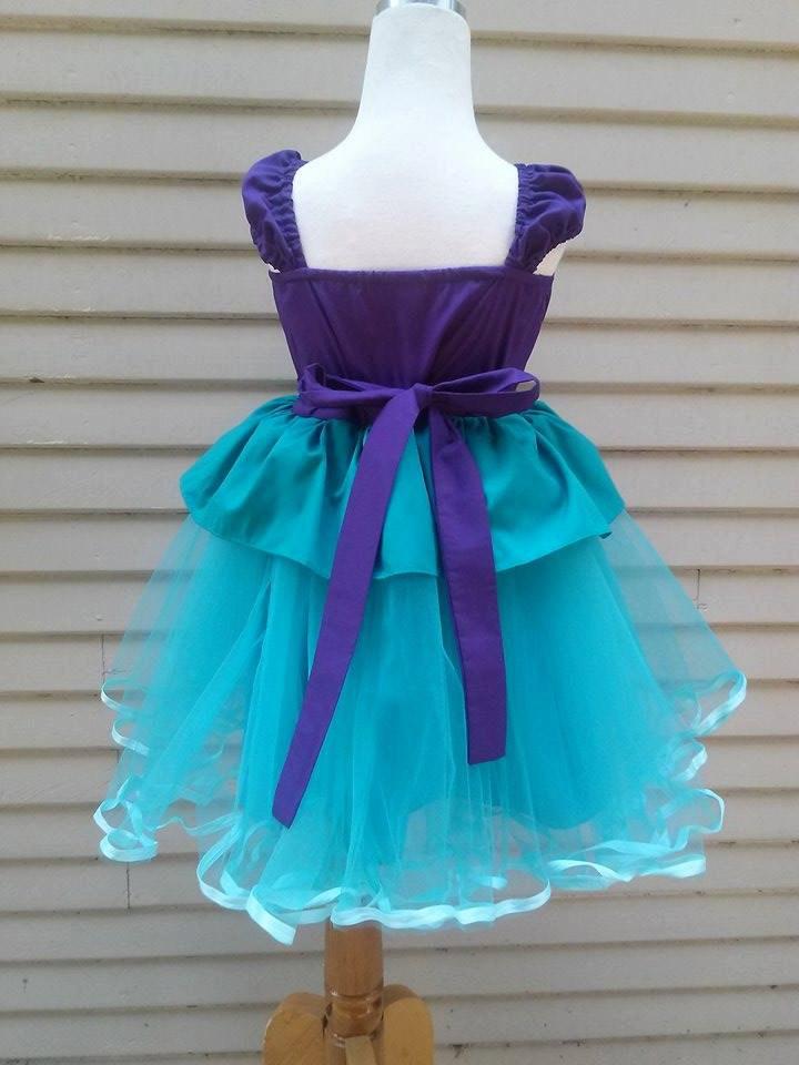 purple and teal tutu dress Princess Ariel Inspired Matching Girl Tutu Dresses Purple and Green Mermaid Cosplay Baby Girl Clothes for Halloween Party