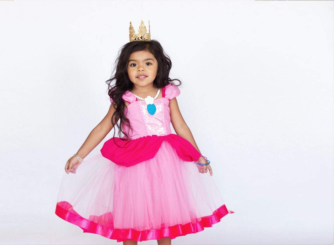 Tyidalin Peach Prinsessenkostuum voor meisjes, super jurk, roze, Mario Tyidalin Peach Prinsessenkostuum voor meisjes, super jurk, roze, Mario