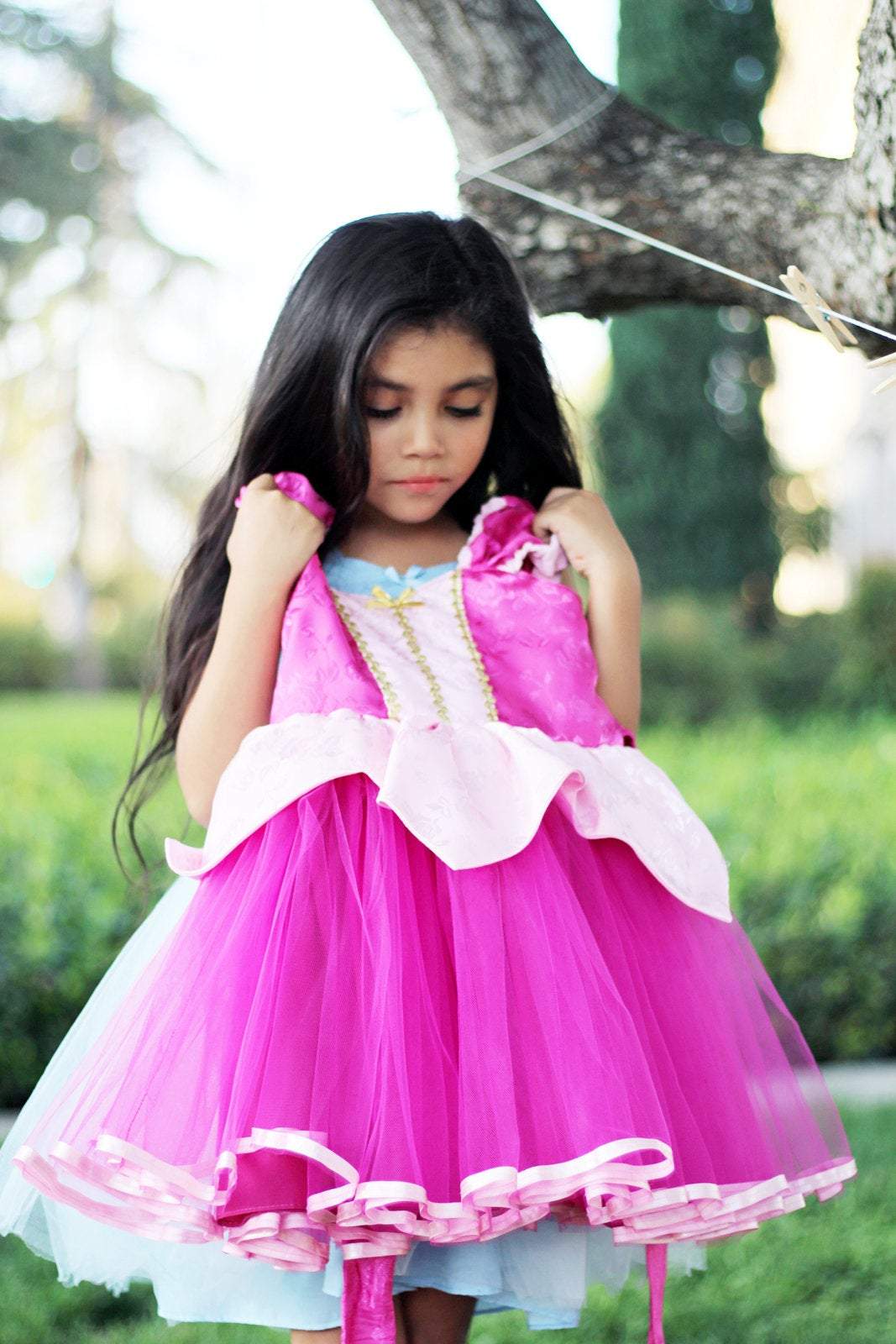 Sleeping Beauty dress made in pretty satin jacquard with tutu – LoverDovers Sleeping Beauty dress made in pretty satin jacquard with tutu – LoverDovers