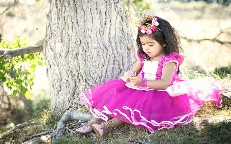 Sleeping Beauty dress made in pretty satin jacquard with tutu – LoverDovers Sleeping Beauty dress made in pretty satin jacquard with tutu – LoverDovers