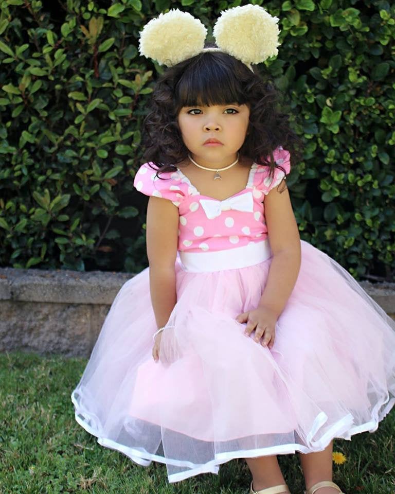 Pink Minnie Mouse dress with white trim and pink tutu LoverDovers Pink Minnie Mouse dress with white trim and pink tutu LoverDovers