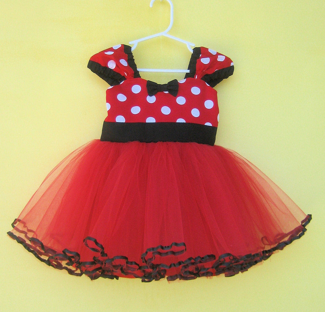 minnie mouse party dress in Red with Black Trimming – LoverDovers inspired style Efron Peony Dress XS fryd Arms size:32/33