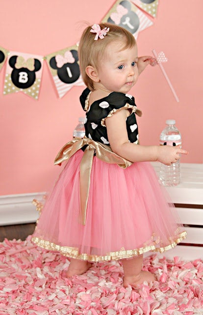 Pink and Gold MINNIE MOUSE dress with tutu